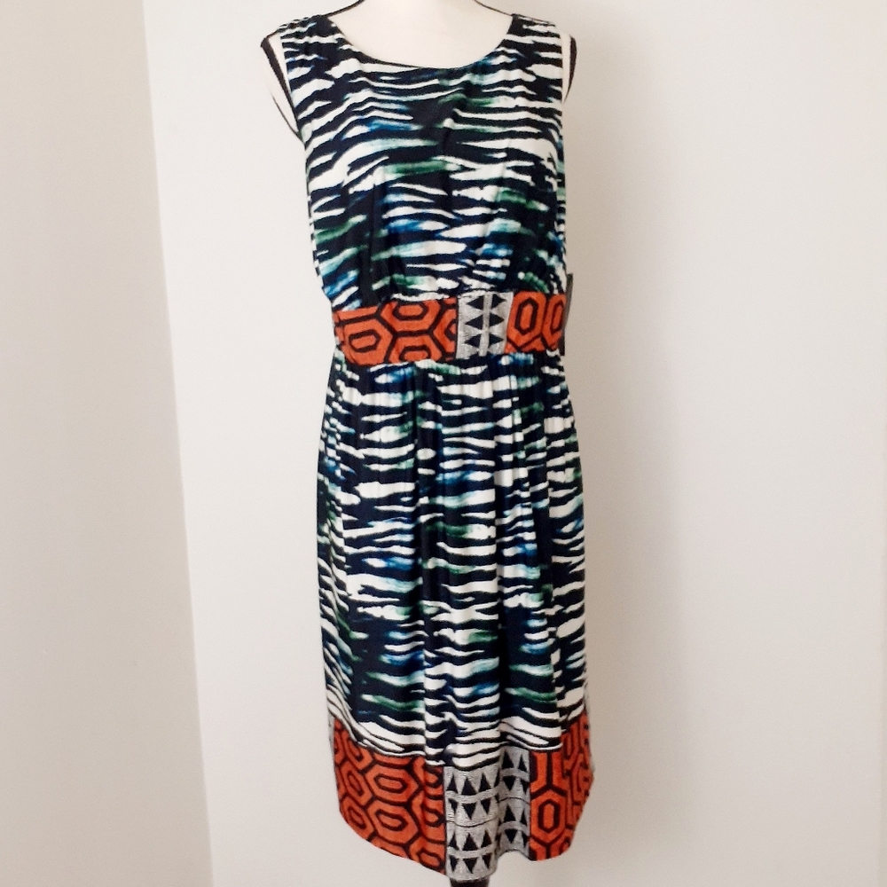 LUX II Women's Black/White Sleeveless Dress Sz 1X